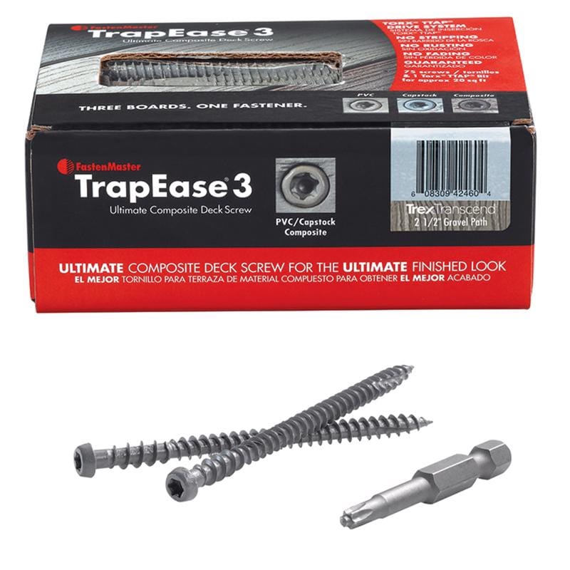 Fastenmaster FMTR3-212-75TSG TrapEase No. 20 X 2-1/2 in. L Gravel Path Torx Ttap Star Head Composite Deck Screws 75