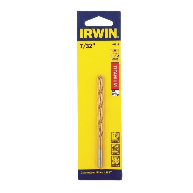 Irwin 63914 7/32 in. X 3-3/4 in. L High Speed Steel Drill Bit Straight Shank 1 pc