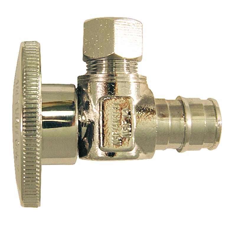 Apollo EPXVA1238C PEX A 1/2 in. Barb in to X 3/8 in. Compression Chrome Plated Stop Valve