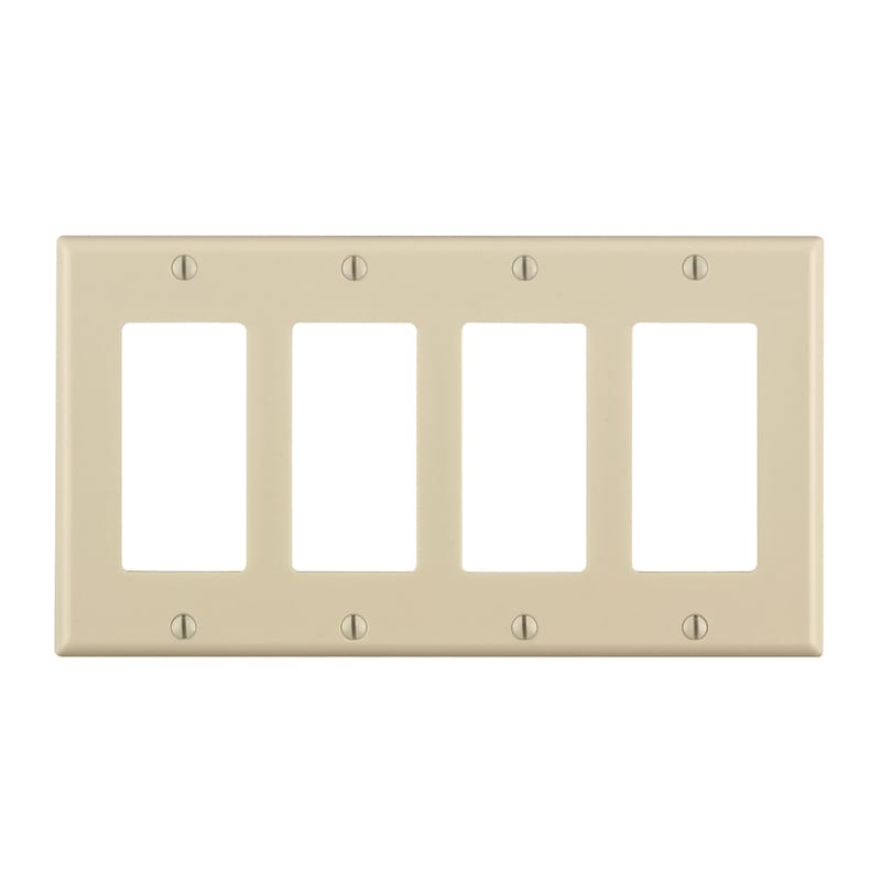 Leviton 80412-T Almond 4 gang Thermoset Plastic Decorator Wall Plate 1 pk