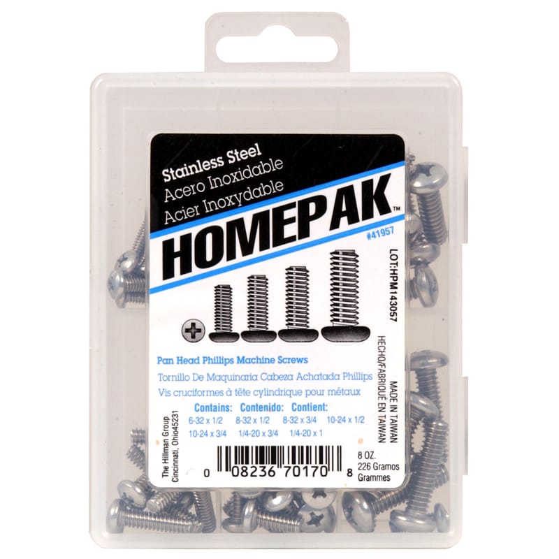 Hillman 41957 Assorted in. X Assorted in. L Phillips Pan Head Stainless Steel Machine Screw Kit