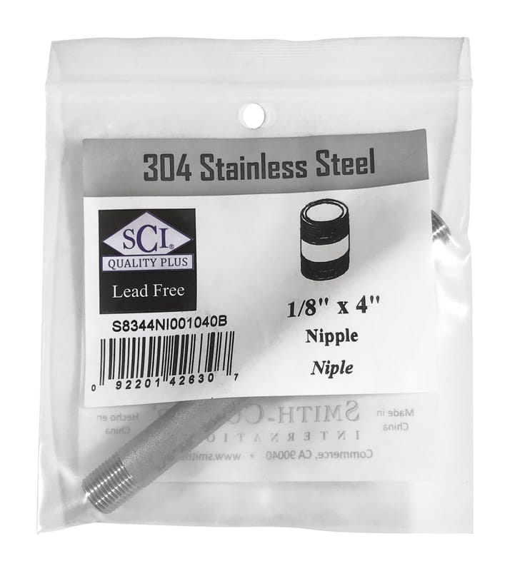 Smith-Cooper 4632100050 1/8 in. MPT Stainless Steel 4 in. L Nipple