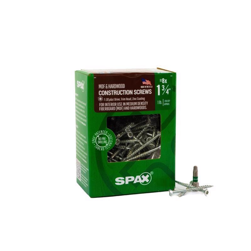 Spax 4351010400454 MDF No. 8 in. X 1-3/4 in. L T-20+ Trim Head Serrated Construction Screws
