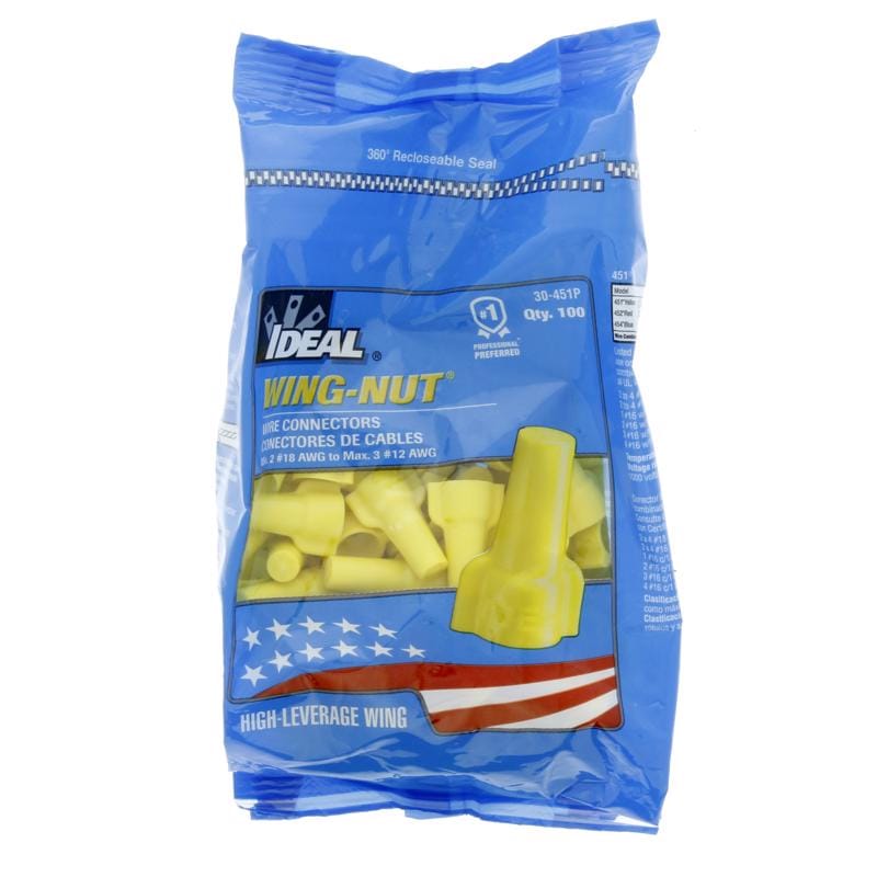 Ideal Industries 30-451P Wing-Nut Insulated Wire Connector Yellow 100 pk