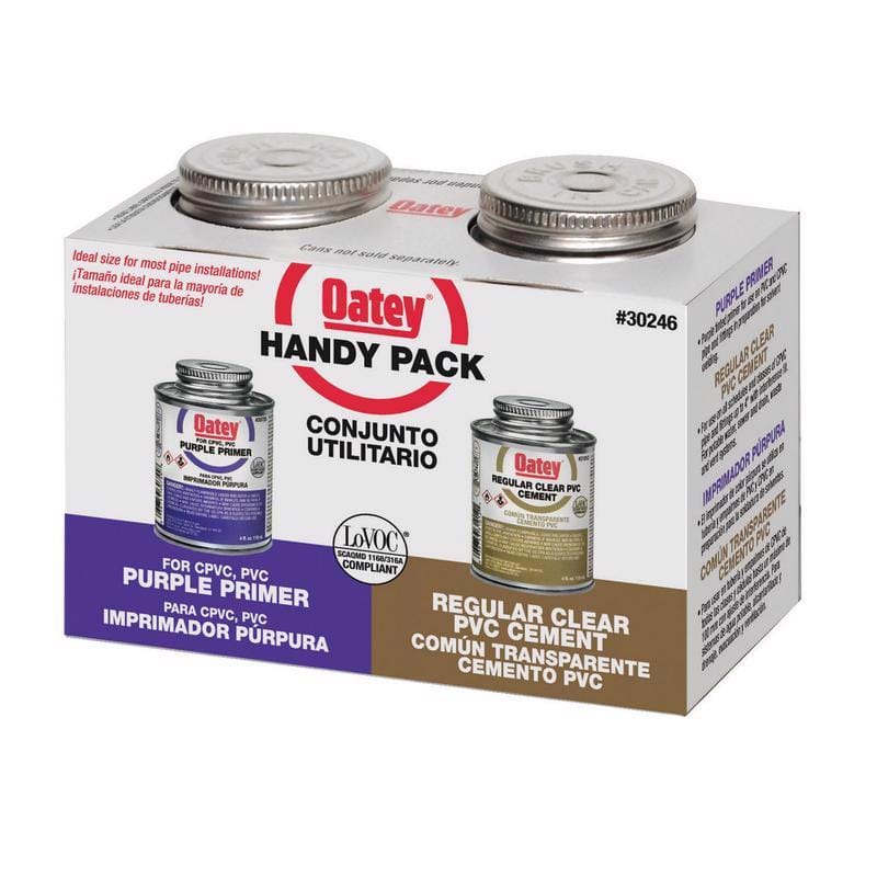 Oatey 30246 Handy Pack Clear/Purple Primer and Cement For PVC 4 oz
