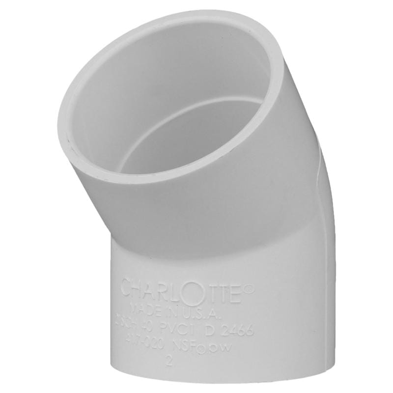 Charlotte Pipe PVC 02309 1600 Schedule 40 2 in. Slip X 2 in. D Slip PVC Elbow 1 pk