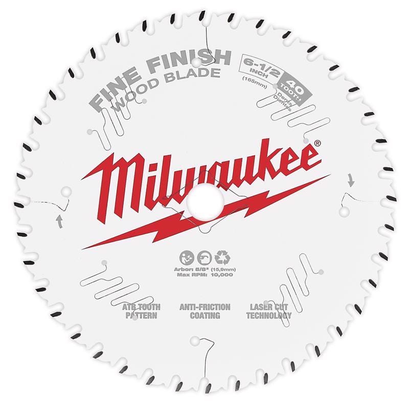 Milwaukee 48-40-0622 6-1/2 in. D X 5/8 in. Fine Finish Tungsten Carbide Circular Saw Blade 40 teeth 1 pc