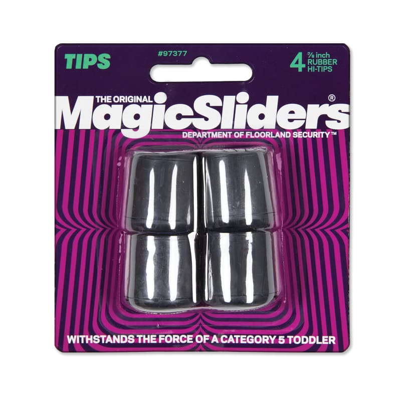 Magic Sliders 97377 Rubber Leg Tip Black Round 7/8 in. W 4 pk