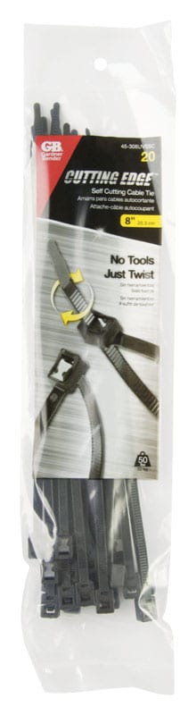 Gardner Bender 45-308UVBSC 8 in. L Black Self-Cutting Cable Tie 20 pk