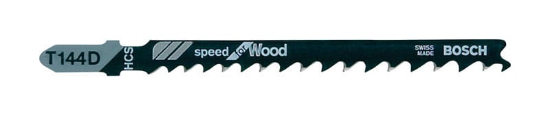 Bosch T144D 4 in. High Carbon Steel T-Shank Jig Saw Blade 6 TPI 5 pk