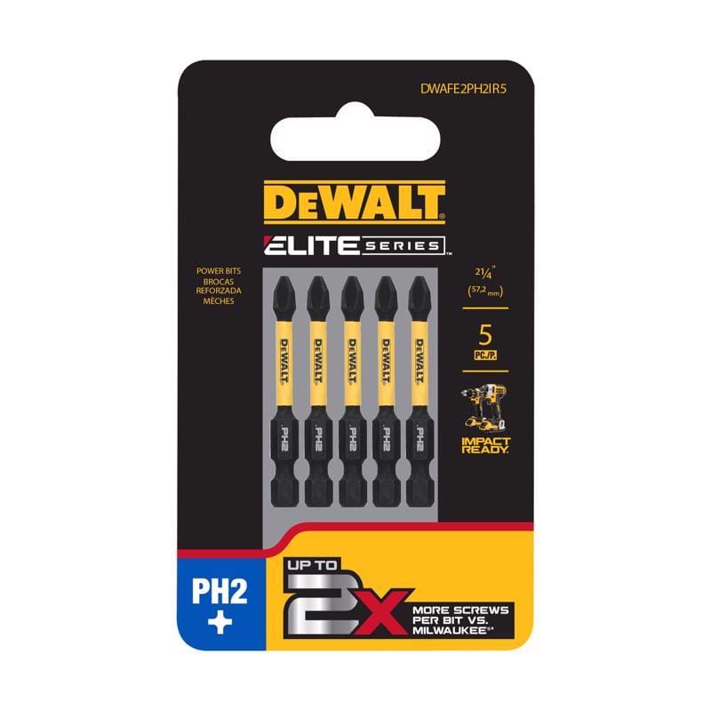 Dewalt DWAFE2PH2IR5 ELITE SERIES Phillips #2 X 2-1/4 in. L Screwdriver Bit Steel 5 pc