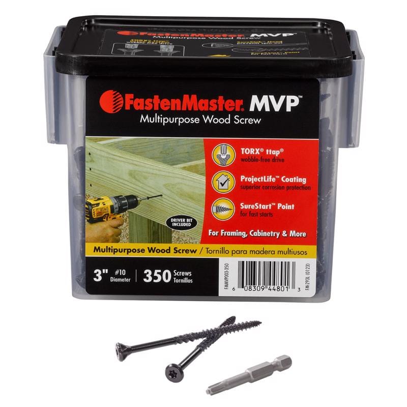The Fastenmaster MVP FMMVP003-350 FastenMaster MVP 3 in. L Torx Ttap Self-Tapping Wood Screws 350 pk