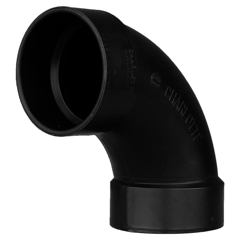 Charlotte Pipe ABS003041200 4 in. Hub X 4 in. D Hub ABS 90 Degree Elbow