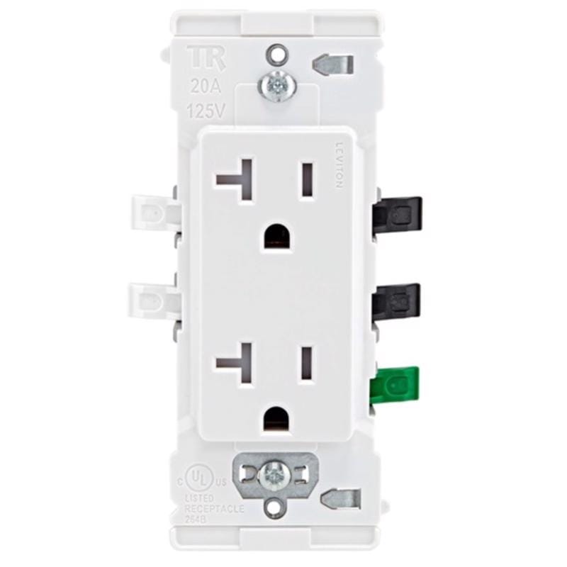 Leviton E5825-0SW Lever Edge 20 amps 125 V White Tamper Resistant Outlet 5-20R 1 pk
