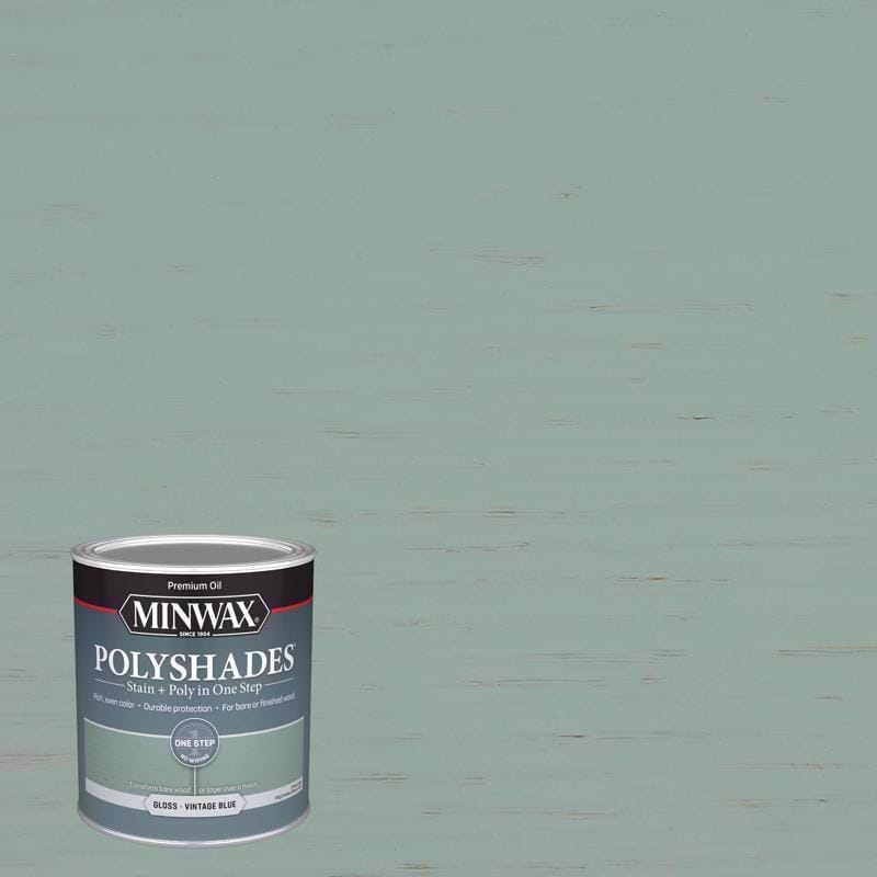 Minwax 614944444 Polyshades Semi-Transparent Gloss Vintage Blue Stain/Polyurethane Finish 1 qt