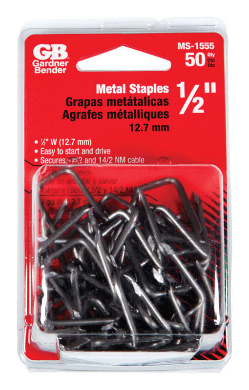 Gardner Bender MS-1555 1/2 in. W Metal Insulated Cable Staple 50 pk