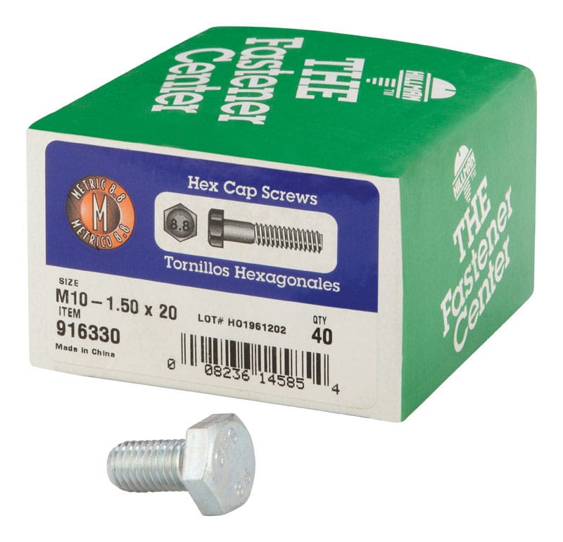 Hillman 916330 M10-1.50 mm D X 20 mm L Heat Treated Steel Hex Head Cap Screw 1 pk
