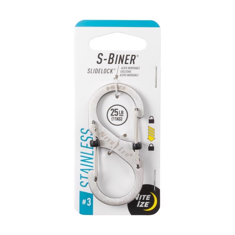 Nite Ize LSB3-11-R6 S-Biner SlideLock Stainless Steel Silver Locking S-Biner