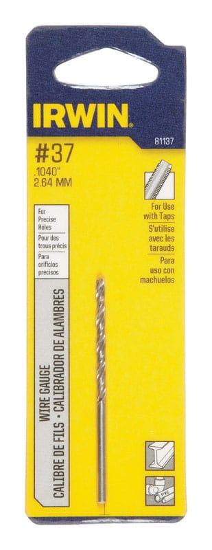 Irwin 81137 #37 X 2-1/2 in. L High Speed Steel Jobber Length Wire Gauge Bit Straight Shank 1 pk