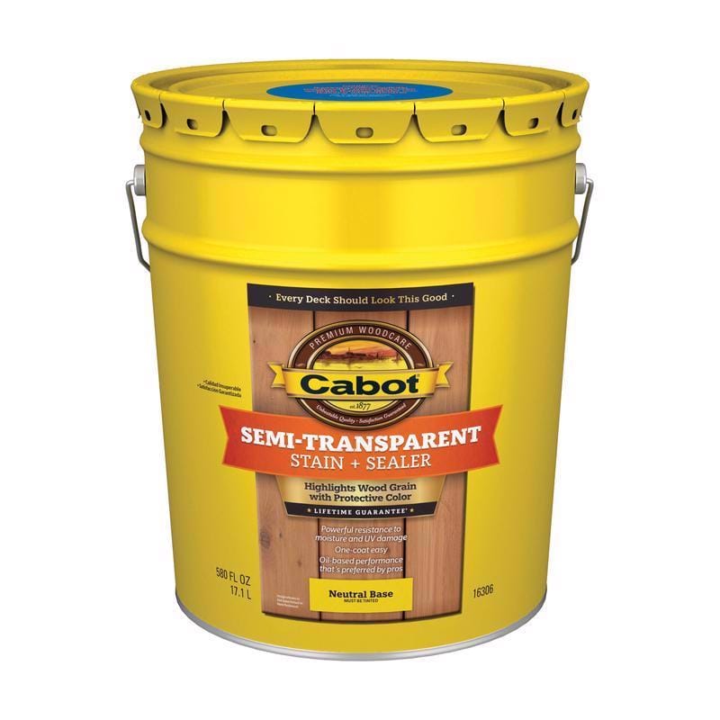 Cabot 140.0016306.008 Semi-Transparent Low VOC Semi-Transparent Tintable Neutral Base Oil-Based Alkyd Stain and Seal