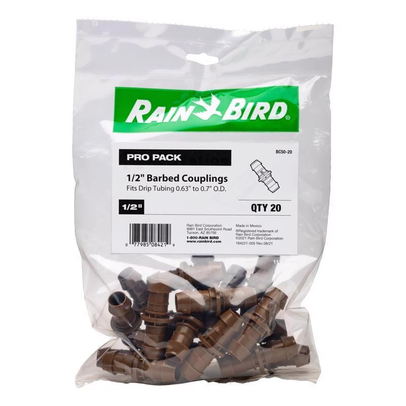 Rain Bird BC50-20 1/2 in. Barbed Drip Irrigation Coupler 1 pk