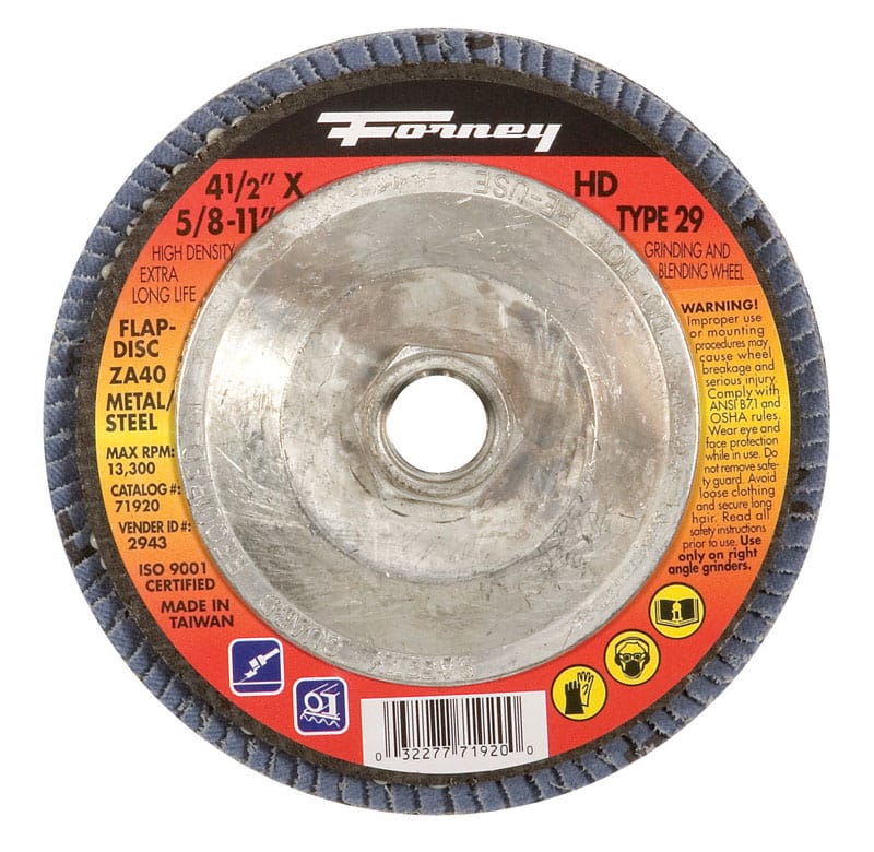 Forney 71920 4-1/2 in. D X 5/8 in. Zirconia Aluminum Oxide Flap Disc 40 Grit 1 pc