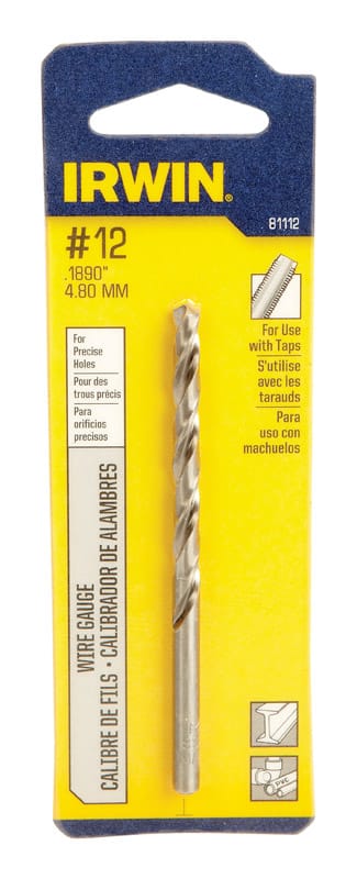 Irwin 81112 #12 X 3-1/2 in. L High Speed Steel Wire Gauge Bit Straight Shank 1 pc