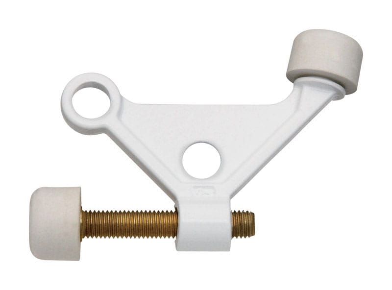 National Hardware N248-401 Zinc w/Rubber Tip White Hinge Pin Door Stop Mounts to door .5 in.