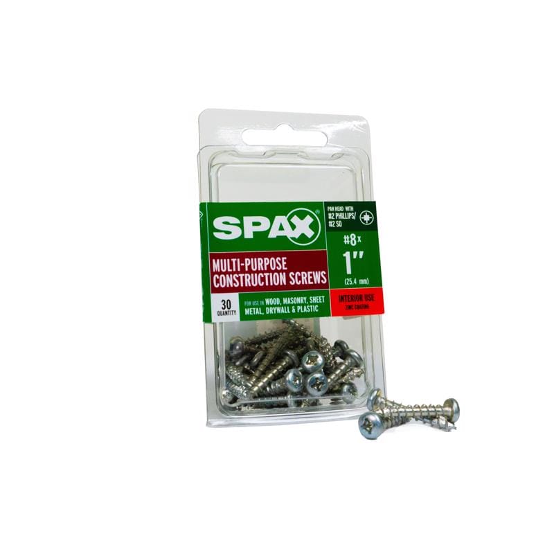 Spax 4111010400252 No. 8 X 1 in. L Phillips/Square Zinc-Plated Serrated Multi-Material Screw 30 pk