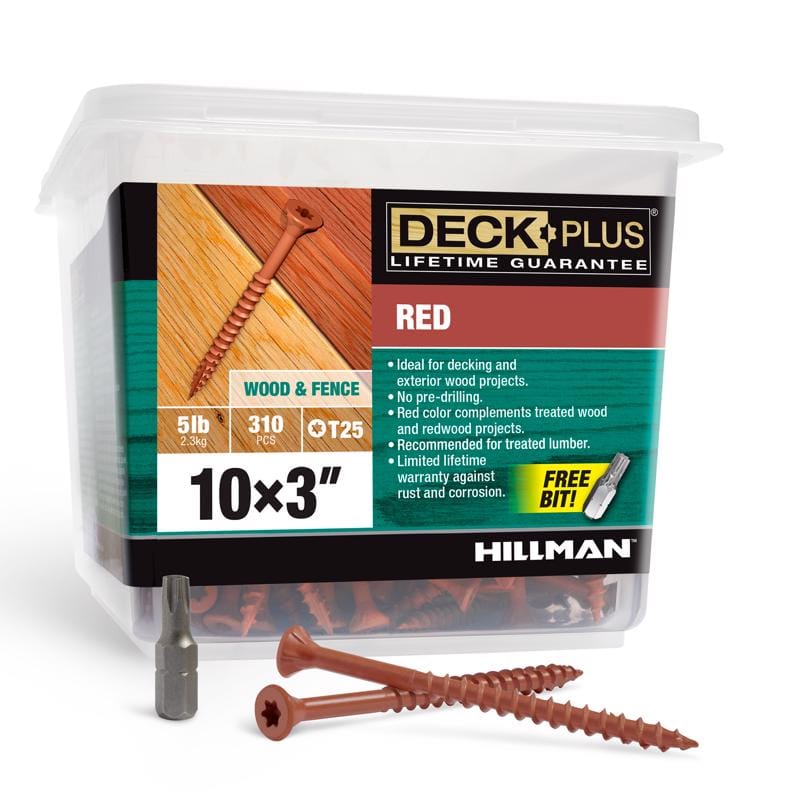 Hillman 48433 Deck Plus No. 10 in. X 3 in. L Red Star Flat Head Exterior Deck Screws 5 lb 310 pk