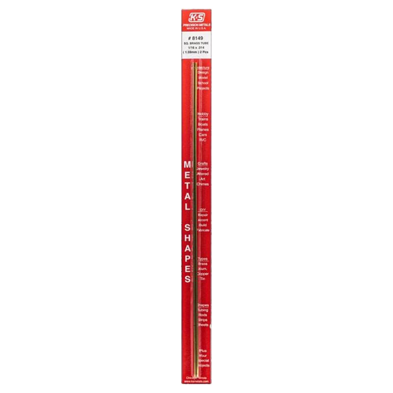 K&S 8149 1/16 in. W X 12 in. L Square Brass Tube 2 pk