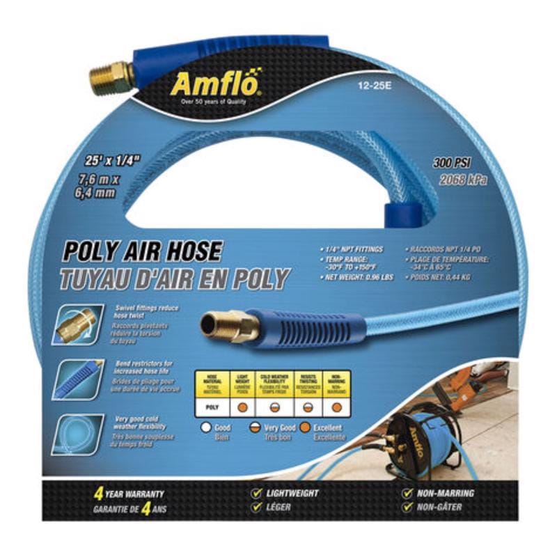 Amflo AMFL1225E 25 ft. L X 1/4 in. D Polyurethane Air Hose 300 psi Blue