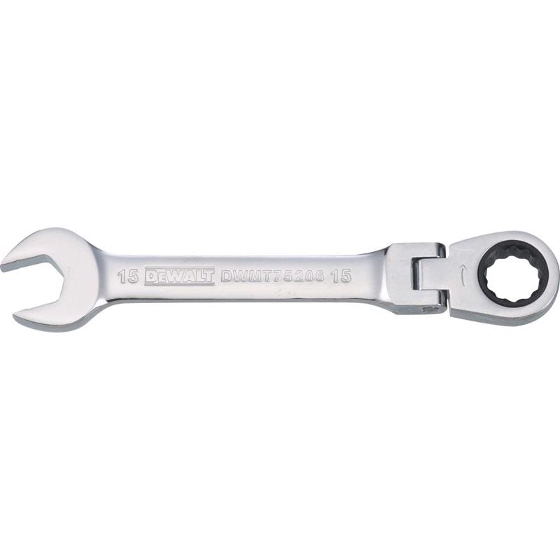 Dewalt DWMT75206OSP 15 mm X 15 mm 12 Point Metric Flex Head Combination Wrench 6.65 in. L 1 pc
