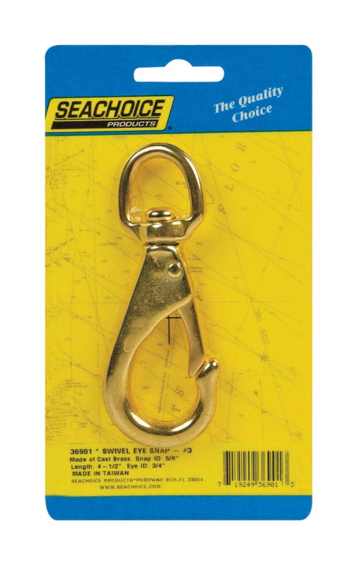 Seachoice 50-36901 Cast Brass Brass 4-1/2 in. L Swivel Eye Snap Hook 1 pk