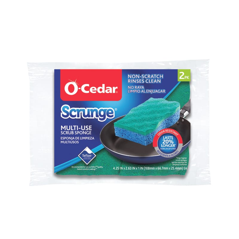 O-Cedar 169431 Scrunge Non-Scratch Scrubber Sponge For Multi-Purpose 4.25 in. L 2 pk
