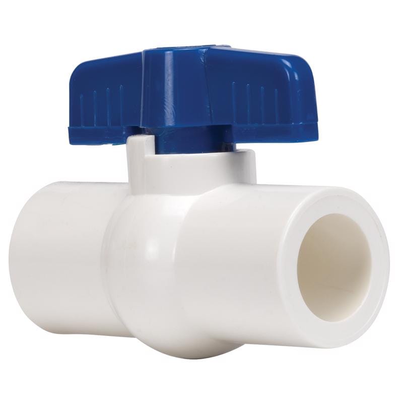 Homewerks VBVP40E6M 1-1/4 in. PVC Slip Ball Valve Full Port Quarter-Turn Lever For Potable Water