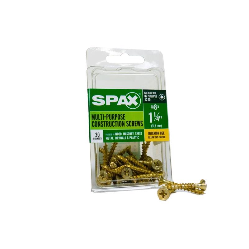Spax 4101020400322 Multi-Material No. 8 Label X 1-1/4 in. L Unidrive Flat Head Serrated Construction Screws