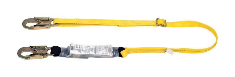 Safety Works 10096585 Workman Unisex Polyester Shock Absorbing Lanyard Yellow 1 pc