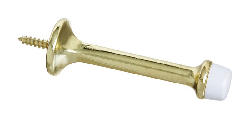 National Hardware N199-372 3.55 in. L Zinc w/Rubber Tip Brass Gold Rigid Door Stop Mounts to wall 0.99 in.