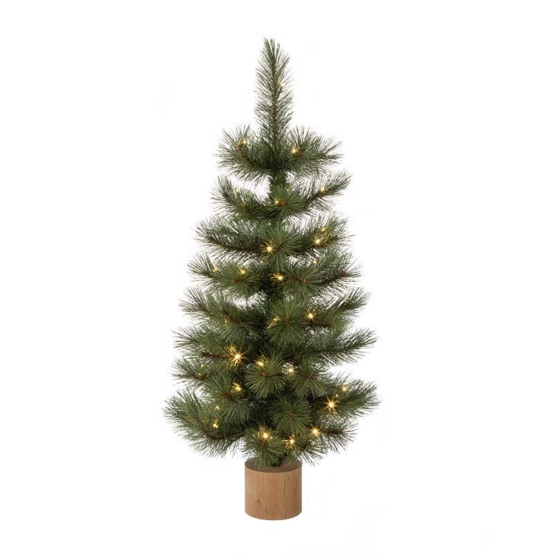 Celebrations T3PWWMA 3 ft. Slim LED 50 ct Table Top with Wood Base Color Changing Christmas Tree