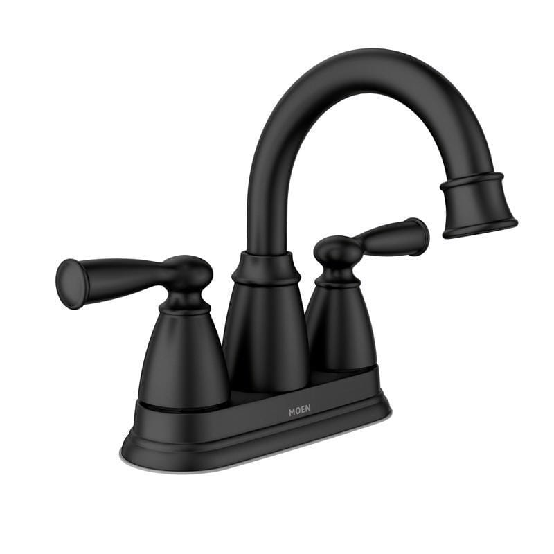 Moen 84943BL Banbury Matte Black Traditional Centerset Bathroom Sink Faucet 4 in.