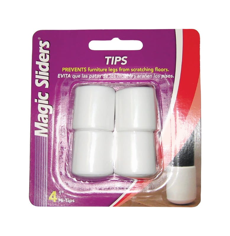 Magic Sliders 94499 Vinyl Leg Tip White Round 1 in. W 4 pk