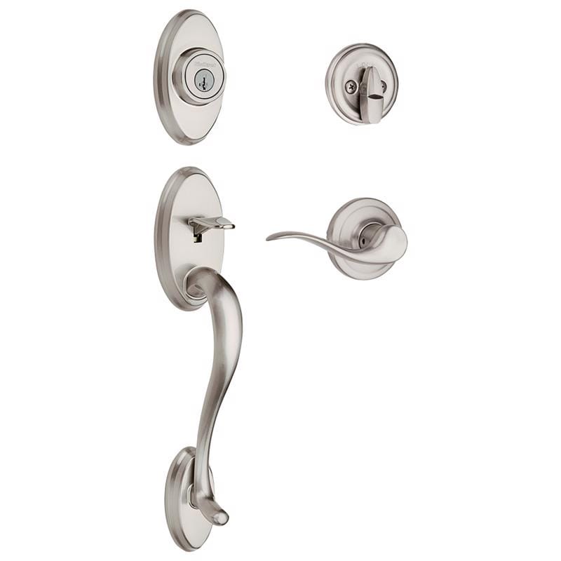 Kwikset 98001-107 SmartKey Shelburne Satin Nickel Handleset