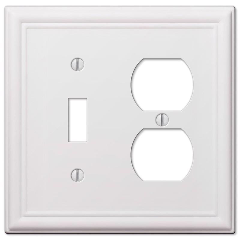 Amerelle 149TDW Chelsea White 2 gang Stamped Steel Duplex/Toggle Wall Plate 1 pk