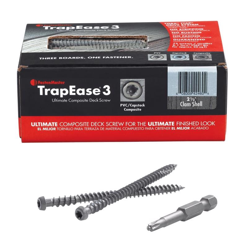 Fastenmaster FMTR3-212-75ENC TrapEase No. 20 X 2-1/2 in. L Torx Ttap Star Head Composite Deck Screws 75 pk