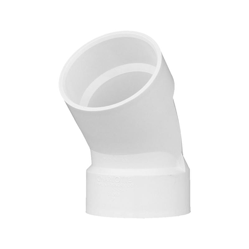 Charlotte Pipe PVC003211200 Schedule 40 3 in. Hub X 3 in. D Hub PVC 45 Degree Elbow 1 pk