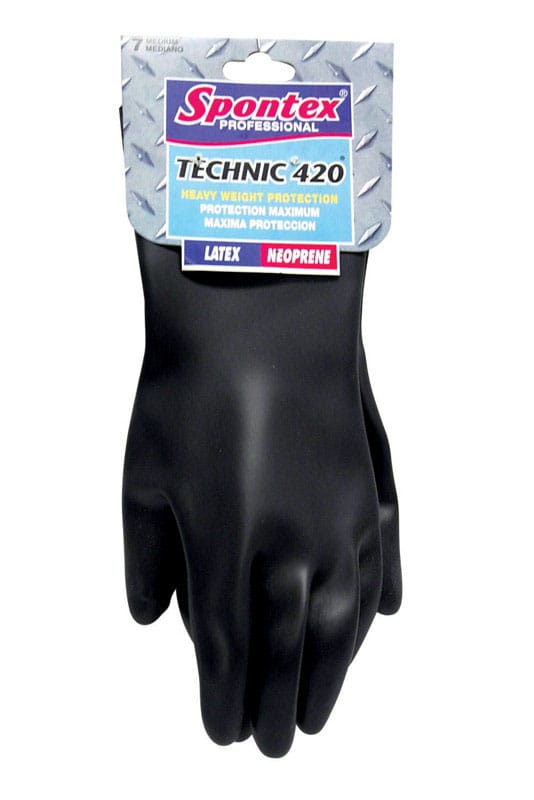 Spontex 33545 Technic 420 Latex/Neoprene Cleaning Gloves M Black 1 pk