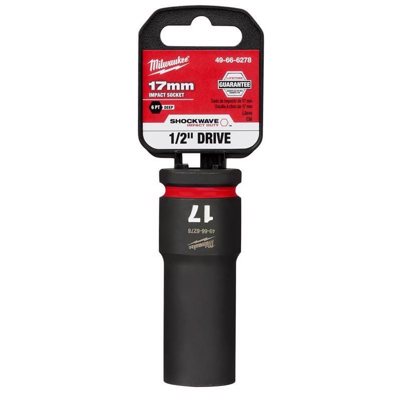 Milwaukee 49-66-6278 Shockwave 17 mm X 1/2 in. drive Metric/SAE 6 Point Deep Impact Socket 1 pc