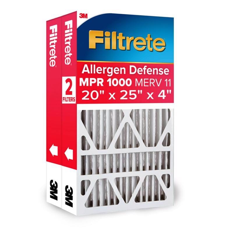 Filtrete NADP03-2PK-1E 20 in. W X 25 in. H X 4 in. Pleated 1000 MPR Pleated Allergen Air Filter 2 pk
