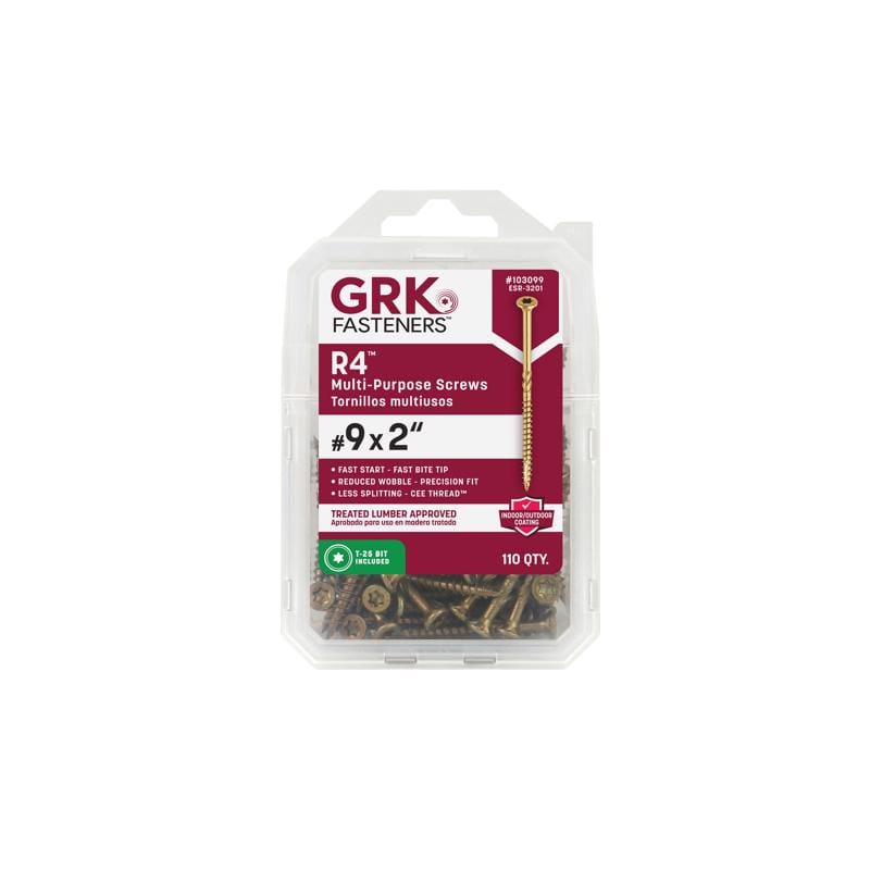 GRK Fasteners 103099 No. 9 X 2 in. L Star Climatek W-Cut Multi-Purpose Screws 110 pk